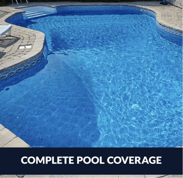 A Hayward W3PVS40GST Poolvergnuegen Suction Pool Cleaner for In-Ground Pools up to 20 x 40 ft. (Automatic Pool Vacuum) with the words complete pool coverage.